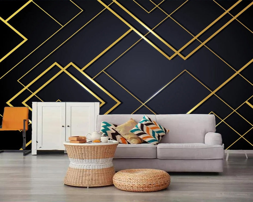 3D Wallpaper Golden Lines Series